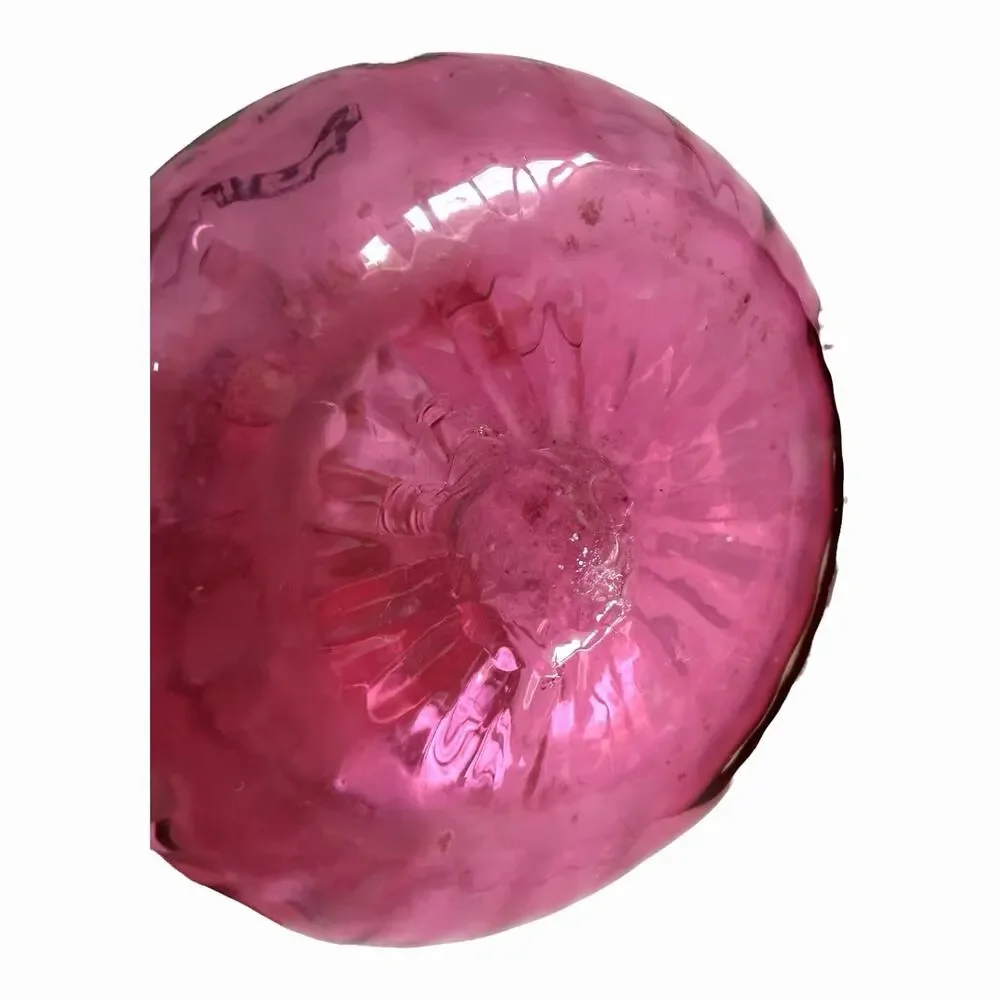 ROSSI CRANBERRY GLASS Jack In The Pulpit Ribbed Vase 10